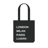 Laden Sie das Bild in den Galerie-Viewer, Luzern (London Milan Paris)  - Tragetasche Shopper Eco 50,8 × 35,6 cm  Bio Tote Bag schwarz