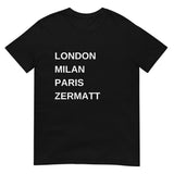 Laden Sie das Bild in den Galerie-Viewer, Zermatt (London - Milan - Paris) T-shirt schwarz