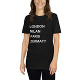 Laden Sie das Bild in den Galerie-Viewer, Zermatt (London - Milan - Paris) T-shirt schwarz